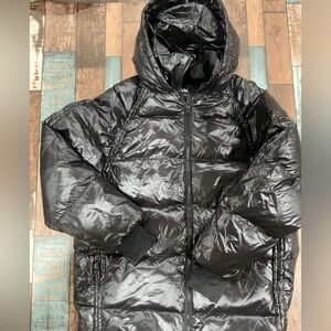 Orolay shiny black puffer jacket duck down coat nwt large hooded